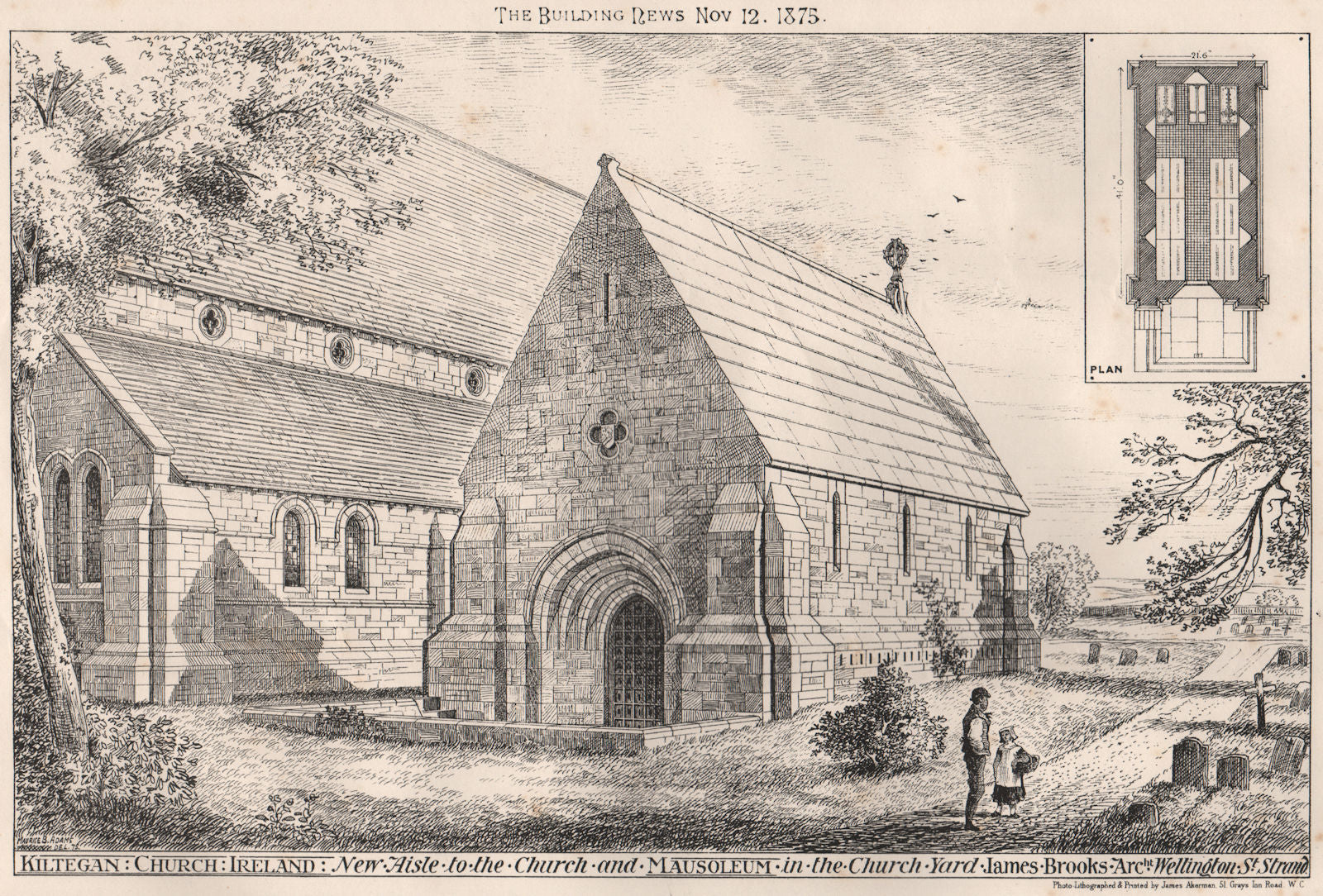 Kiltegan Church, Ireland. New aisle & mausoleum; James Brooks Architect 1875